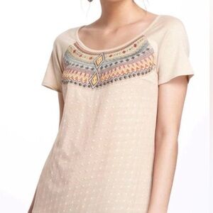 Anthropologie Lilka Cream with Embroidery Top Women’s Size M